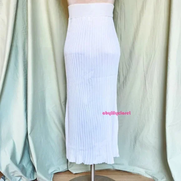 Aritzia Wilfred Knit Slit Skirt White XS - Picture 8 of 12